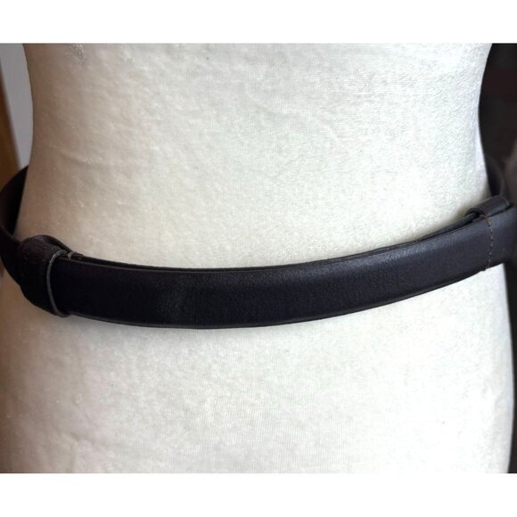 Chicos Black Leather Belt With Silver & Gold Decorative Buckle S/M - Picture 4 of 8